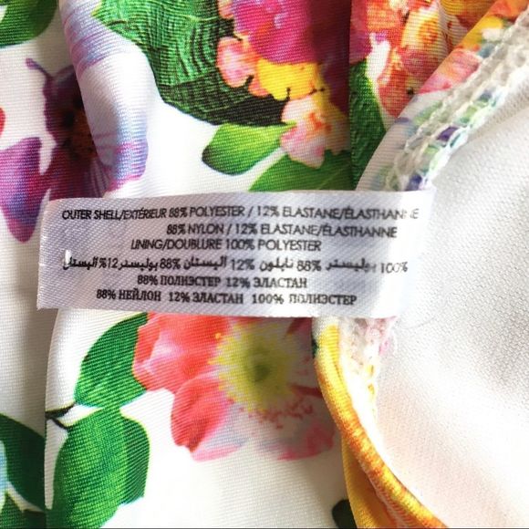 La Vie En Rose Aqua white floral high halter neck tankini top swimsuit size XL​ - Picture 12 of 13